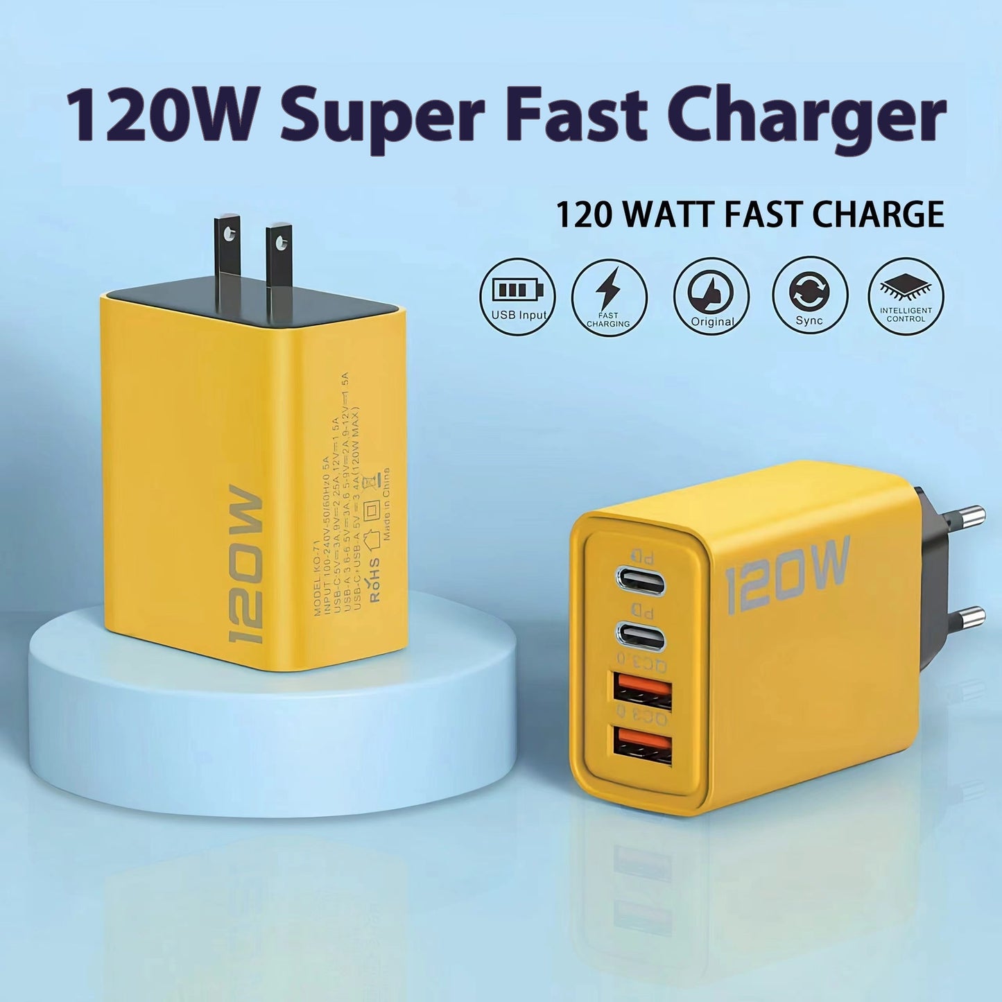 120W Multi-Port Fast Charger for Smartphones
