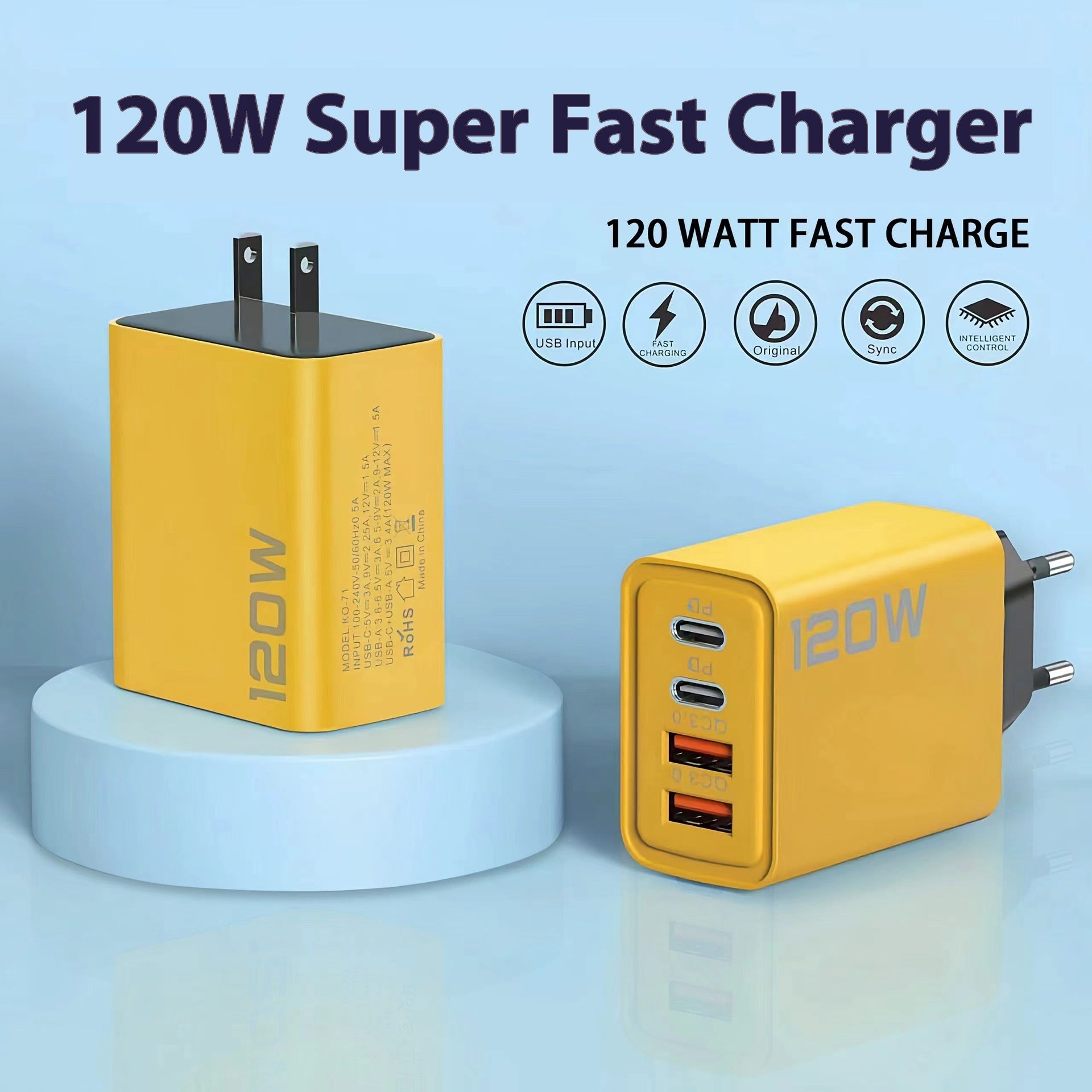 120W Multi-Port Fast Charger for Smartphones